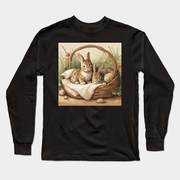 Whimsical Rabbits Long Sleeve T-Shirt by Souls.Print